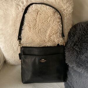 Coach Black Pebbled Leather Shoulder Bag